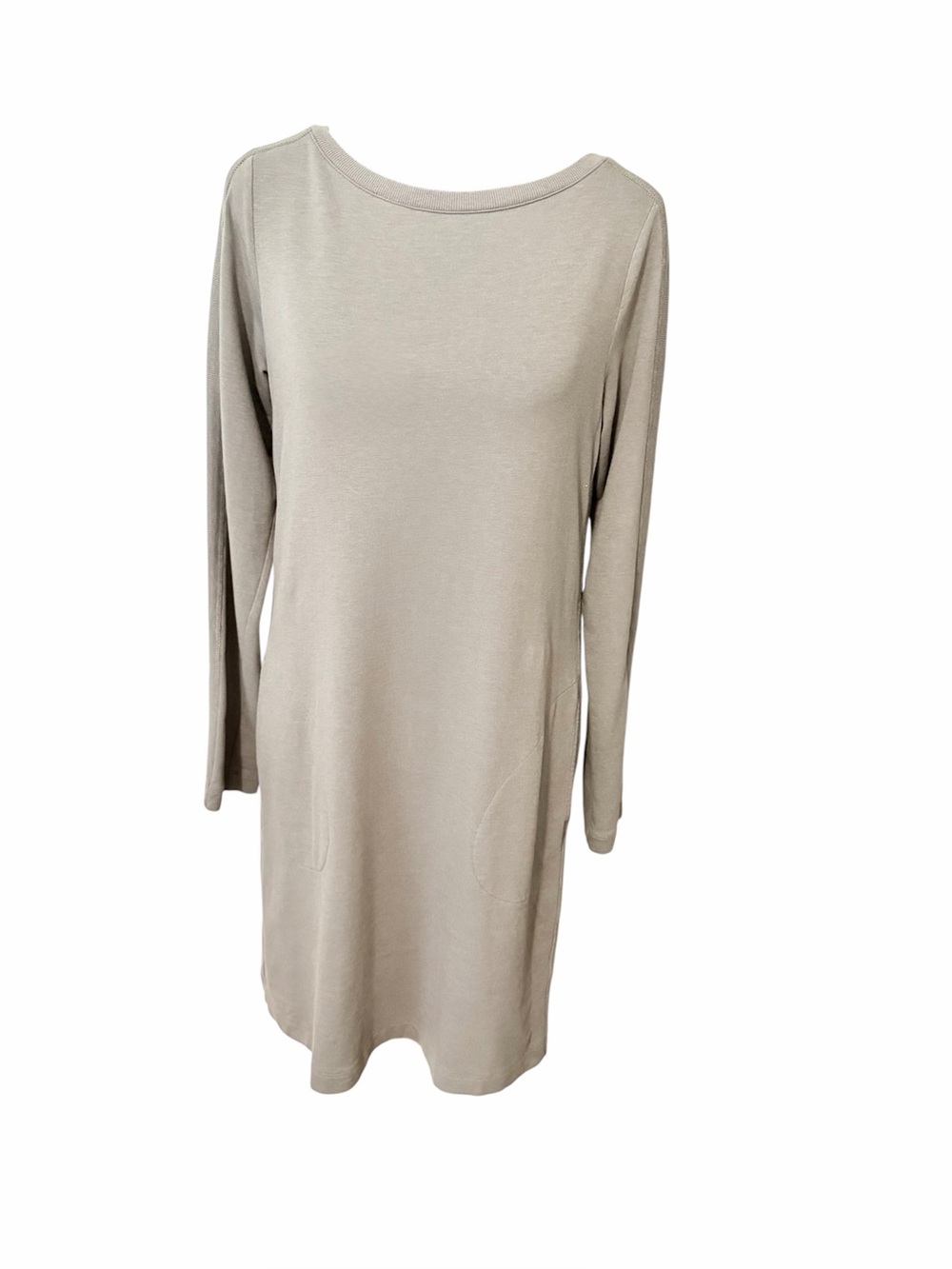 Pure Jill Size XS Tan Khaki Dress Pima Cotton Blend Comfy Long Sleeve Pockets